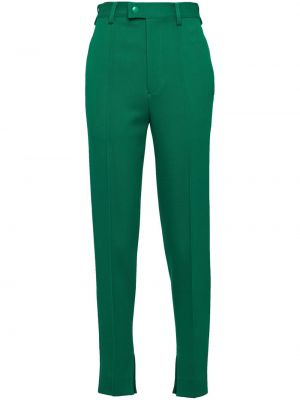 Pantaloni slim fit plisate Prada verde