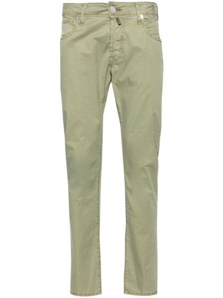Pantaloni drepti cu talie joasă slim fit Incotex verde
