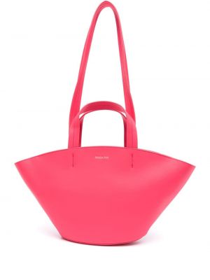 Δερμάτινη τσάντα shopper Patrizia Pepe ροζ