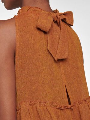 Lněné midi šaty Lisa Marie Fernandez oranžové