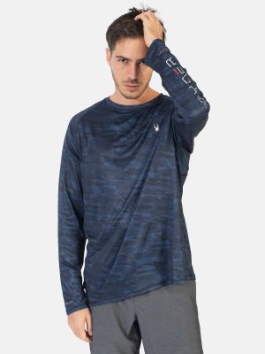 T-shirt a maniche lunghe in maglia Spyder blu