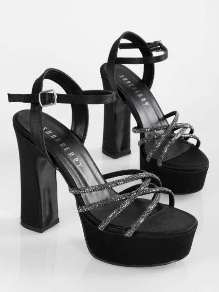 Pantofi din satin cu platformă Shoeberry negru