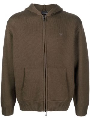 Vilnas kapučdžemperis ar izšuvumiem Emporio Armani brūns