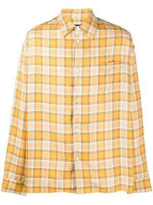 Καρό πουκάμισο με τσέπες φανελένιο Undercover κίτρινο