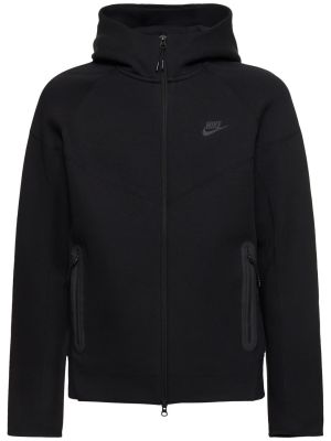 Fleece φούτερ με κουκούλα με φερμουάρ Nike μαύρο