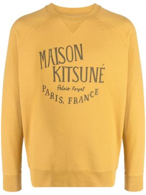 Hanorac cu imagine cu decolteu rotund Maison Kitsune galben