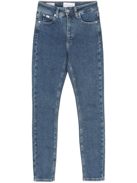 Korkea vyötärö slim fit-farkut Calvin Klein Jeans sininen