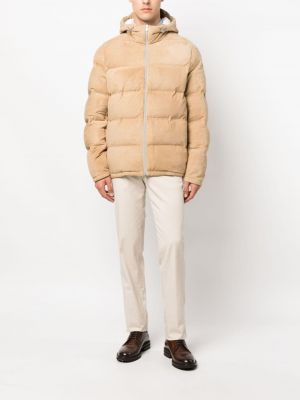 Semišový kabát s kapucí Brunello Cucinelli hnědý