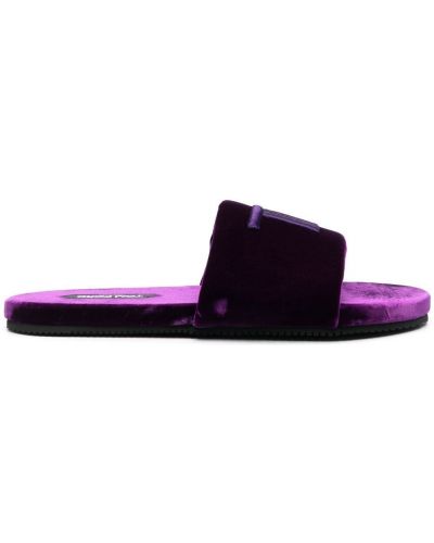 Žametne sandali iz rebrastega žameta Tom Ford vijolična