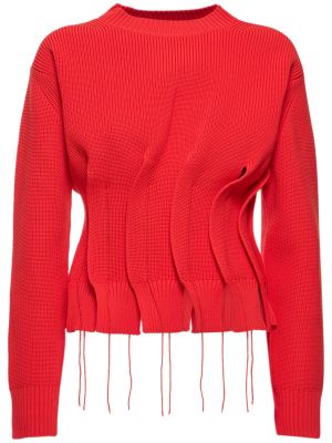 Suéter de punto plisado Sacai rojo