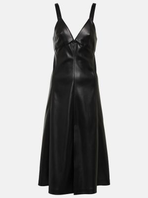 Kožené midi šaty z ekologickej kože Stella Mccartney čierna