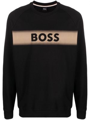 Spalvų gradiento rašto raštuotas medvilninis džemperis Boss juoda