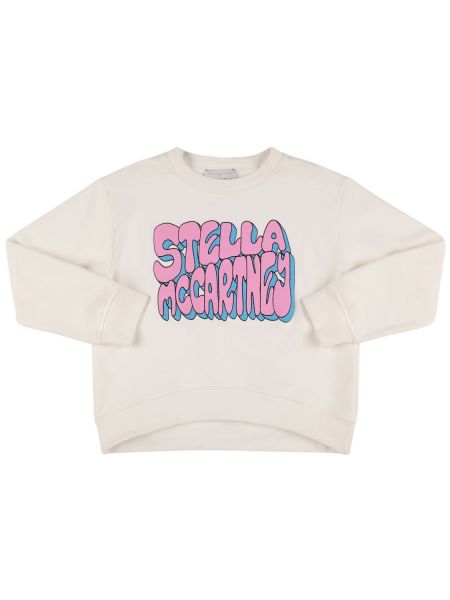 Trykt bomull sweatshirt for jenter Stella Mccartney Kids hvit