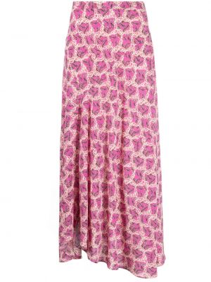 Hedvábné midi sukně Isabel Marant Růžové