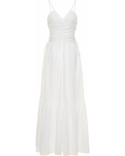 Bavlněné dlouhé šaty na zip Isabel Marant Etoile - bílá