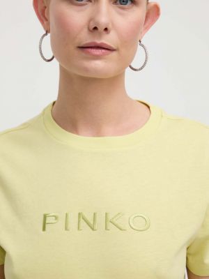 Koszulka bawełniana Pinko żółta