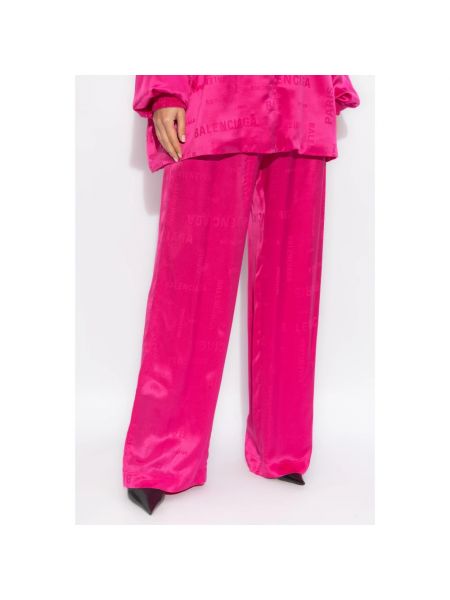 Pantalones rectos de seda Balenciaga rosa