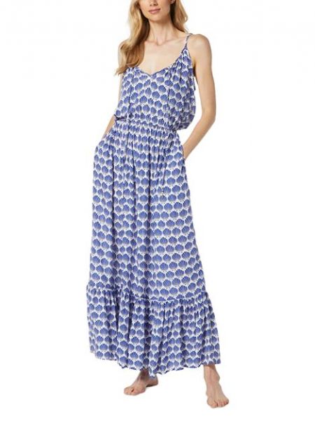 Длинное платье с принтом Kate Spade New York синее