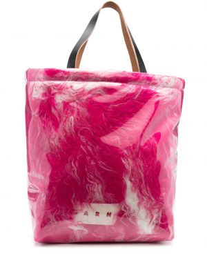 Τσάντα shopper Marni ροζ