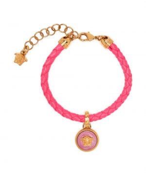 Bracelet en cuir à motif étoile Versace rose