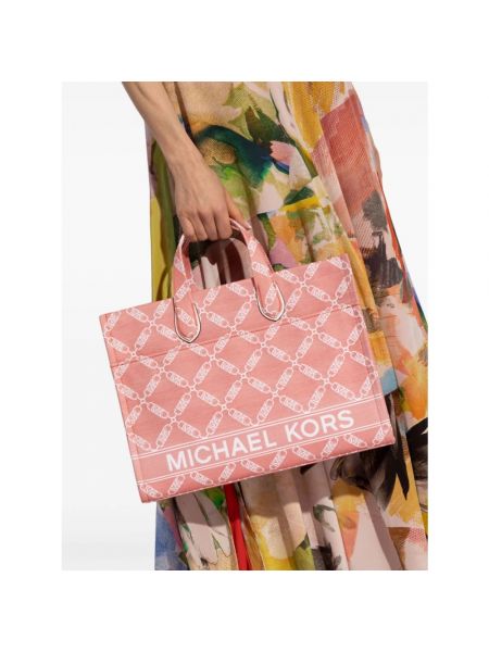Bolso shopper de tejido jacquard Michael Kors rosa