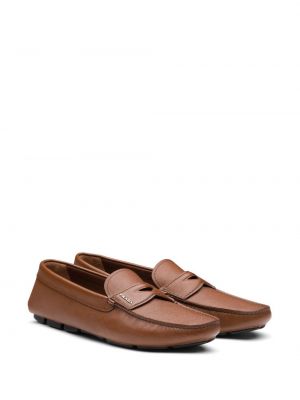 Slip-on nahast loafer-kingad Prada pruun