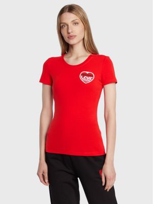 Slim fit tričko Love Moschino červené