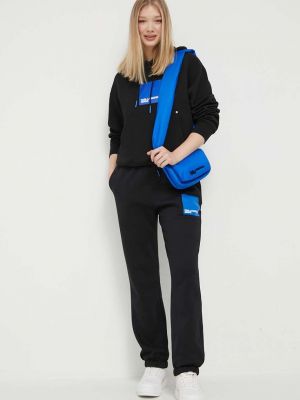 Bluza z kapturem bawełniana z nadrukiem Karl Lagerfeld Jeans czarna