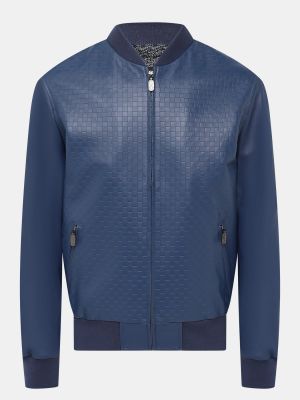 Кожаная куртка Alessandro Manzoni синяя