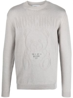 Плетен пуловер Moschino сиво