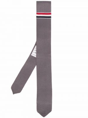 Svilena kravata s črtami Thom Browne siva