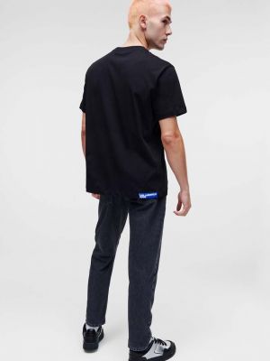 Koszulka bawełniana z nadrukiem Karl Lagerfeld Jeans czarna