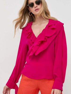 Svilena bluza Victoria Beckham roza