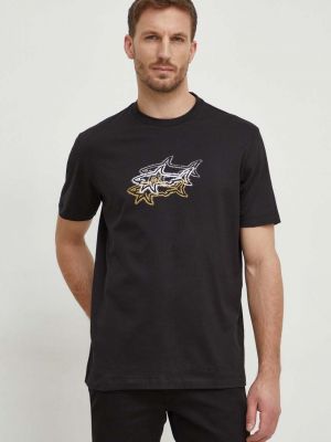 Koszulka bawełniana z nadrukiem Paul&shark czarna