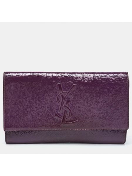 Bolso clutch de cuero retro Yves Saint Laurent Vintage violeta