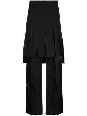 Pantaloni cu picior drept plisate Thom Browne negru
