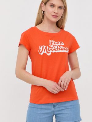 Памучна тениска Love Moschino оранжево