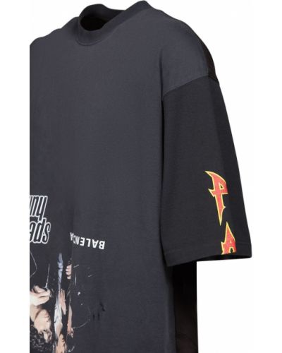 Camiseta de algodón de plumas Balenciaga negro