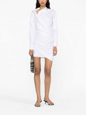 Asimetriškas medvilninis marškininė suknelė Alexander Wang balta