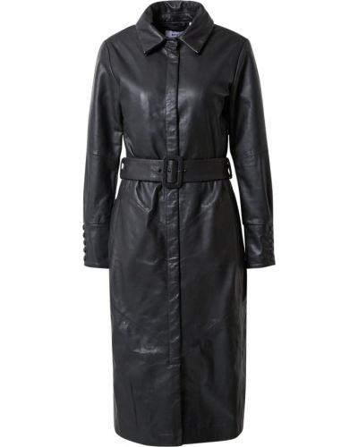 Kožený priliehavý kabát na gombíky Maze - čierna