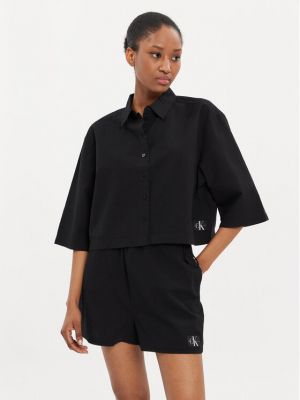 Voľná priliehavá rifľová košeľa Calvin Klein Jeans čierna