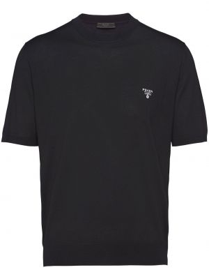 T-shirt z haftem Prada, сzarny