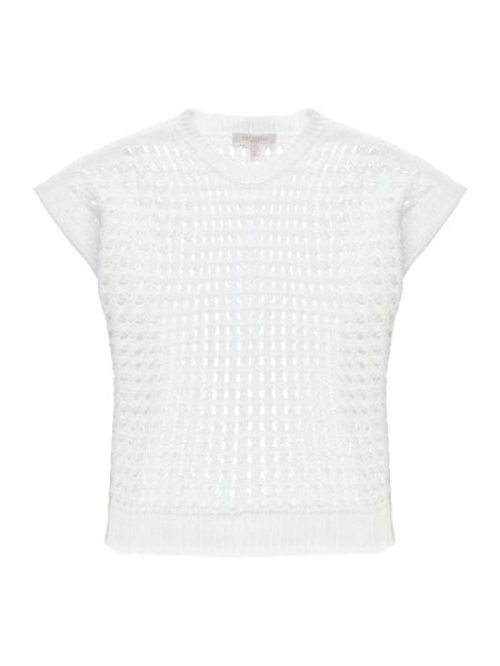 Lniana bluzka bawełniana Antonelli Firenze biała