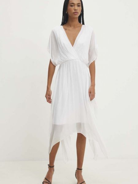 Pamučni midi haljina Answear Lab bijela