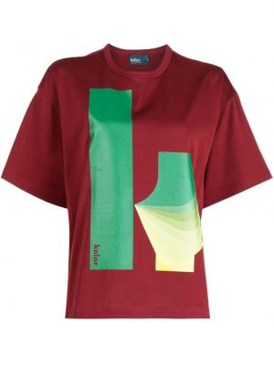 Памучна тениска с принт Kolor червено