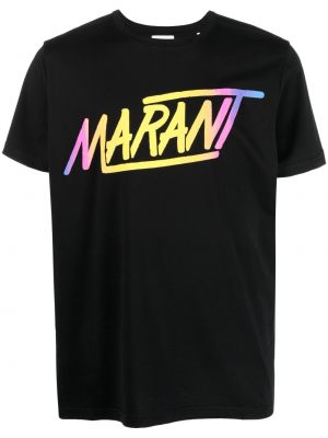 Bavlněné tričko s potiskem Isabel Marant černé