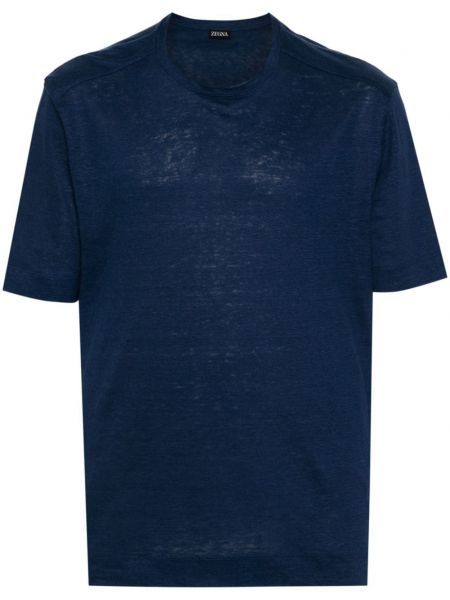 Ľanové tričko Zegna modrá