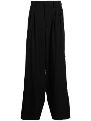 Pantaloni cu croială lejeră plisate Yohji Yamamoto negru