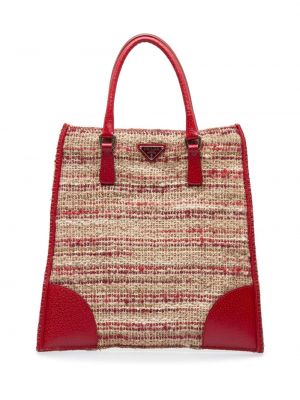 Tvídová kašmírová nákupná taška Prada Pre-owned červená