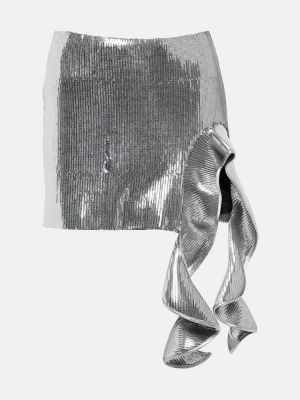 Mini falda con lentejuelas con volantes David Koma plateado